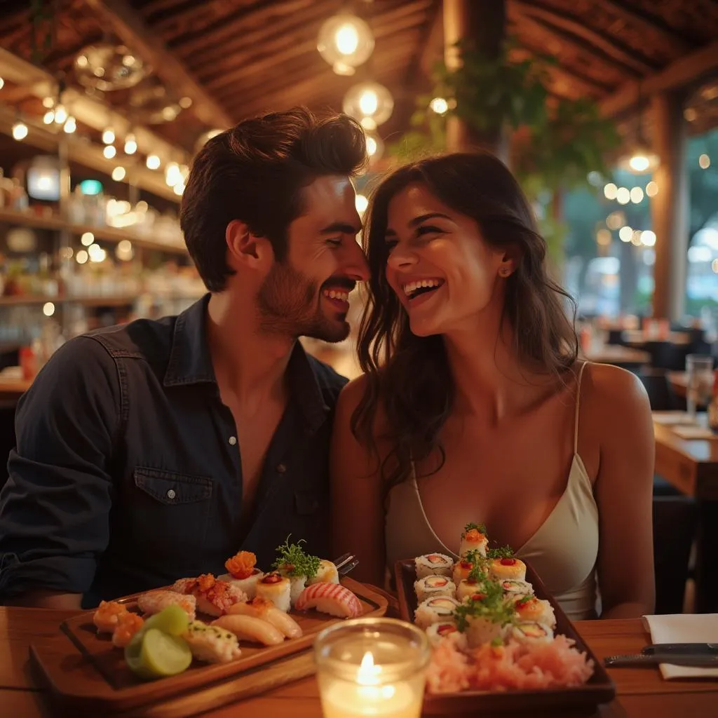 Pareja de clientes felices