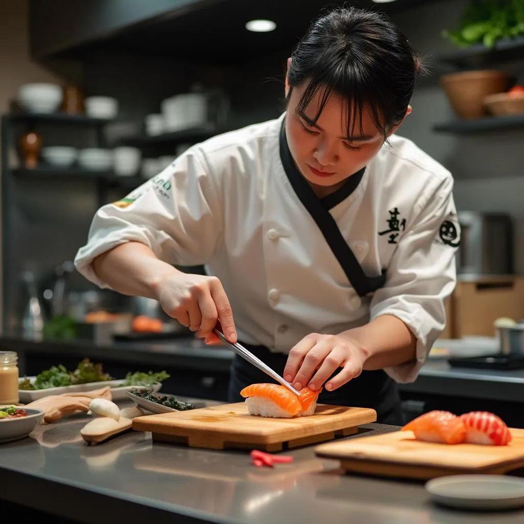 Chef preparando sushi